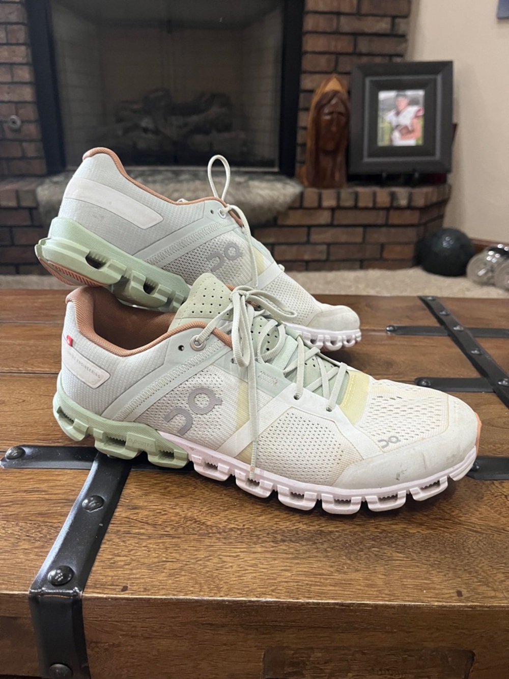 On Running Women's Pastel Mint and orange Cloud Sneakers